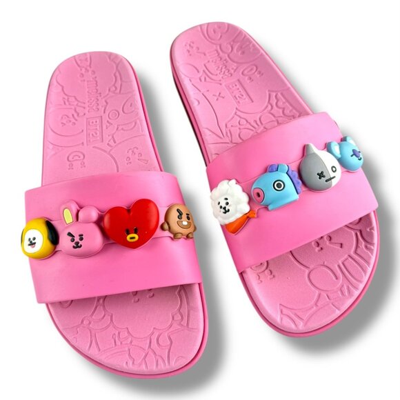 Melissa Beach Slide Sandal Next Gen + BT21 Pink Size W8 EU39 - Picture 5 of 10